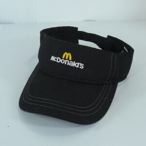 McDonald's Logo Crew Employee Uniform Strapback Visor Cap Hat Black